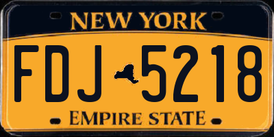 NY license plate FDJ5218