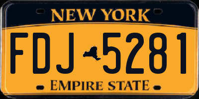NY license plate FDJ5281