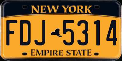 NY license plate FDJ5314