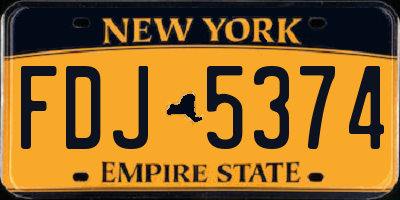 NY license plate FDJ5374