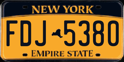 NY license plate FDJ5380