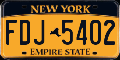 NY license plate FDJ5402