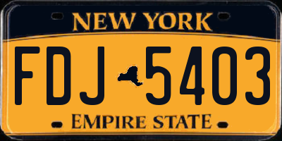 NY license plate FDJ5403