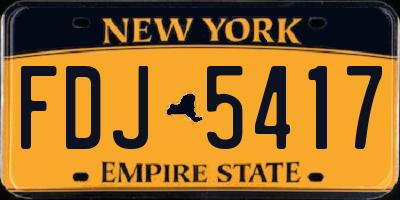 NY license plate FDJ5417