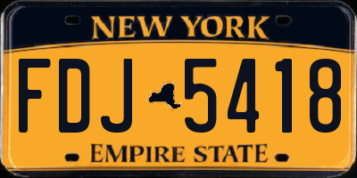 NY license plate FDJ5418