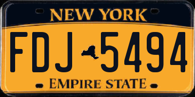 NY license plate FDJ5494