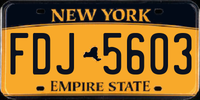 NY license plate FDJ5603