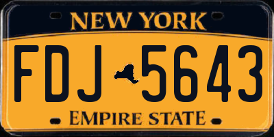NY license plate FDJ5643