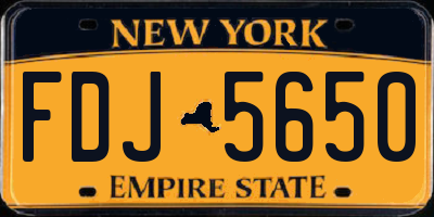 NY license plate FDJ5650