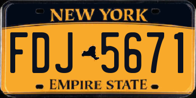 NY license plate FDJ5671