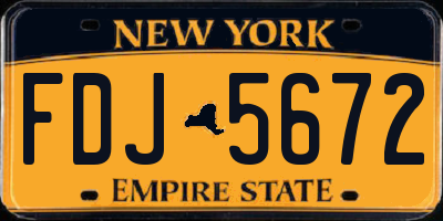 NY license plate FDJ5672