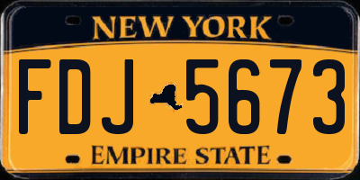 NY license plate FDJ5673
