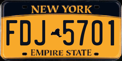 NY license plate FDJ5701