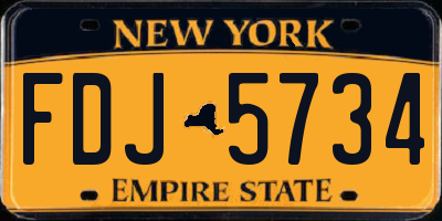 NY license plate FDJ5734