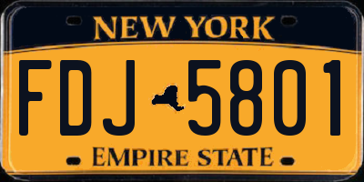 NY license plate FDJ5801
