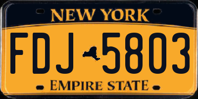 NY license plate FDJ5803