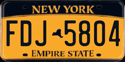 NY license plate FDJ5804