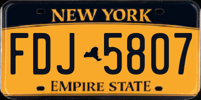 NY license plate FDJ5807