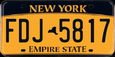 NY license plate FDJ5817