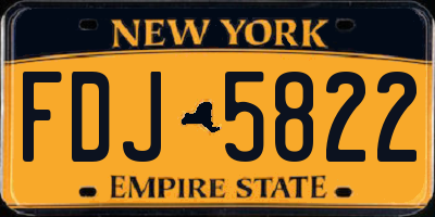 NY license plate FDJ5822