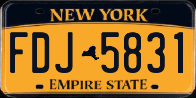 NY license plate FDJ5831