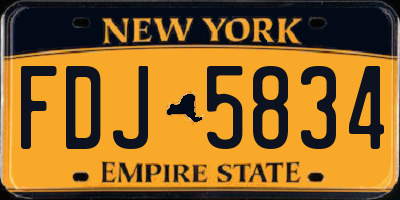 NY license plate FDJ5834
