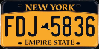 NY license plate FDJ5836