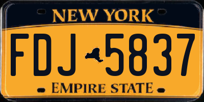 NY license plate FDJ5837