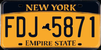 NY license plate FDJ5871