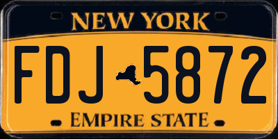 NY license plate FDJ5872