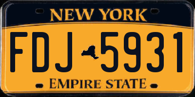 NY license plate FDJ5931