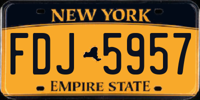 NY license plate FDJ5957