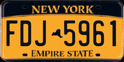 NY license plate FDJ5961