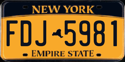 NY license plate FDJ5981