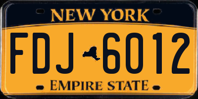 NY license plate FDJ6012