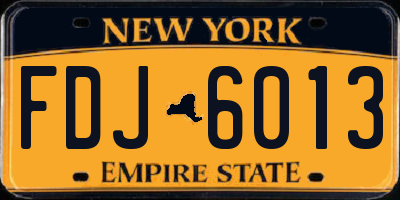 NY license plate FDJ6013