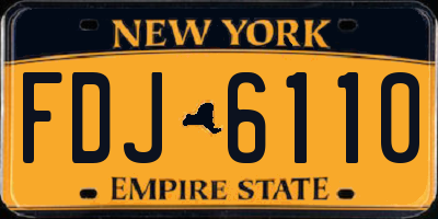 NY license plate FDJ6110