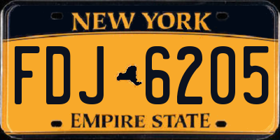 NY license plate FDJ6205