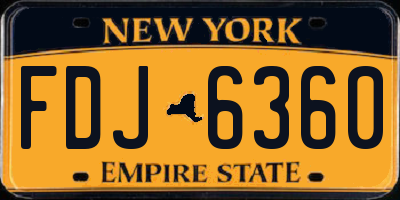 NY license plate FDJ6360