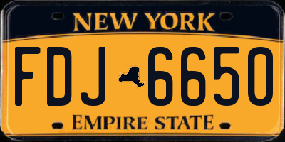 NY license plate FDJ6650
