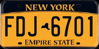 NY license plate FDJ6701