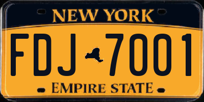 NY license plate FDJ7001
