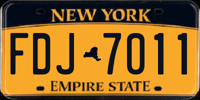 NY license plate FDJ7011