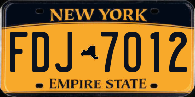 NY license plate FDJ7012