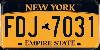 NY license plate FDJ7031