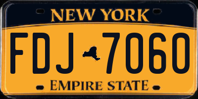 NY license plate FDJ7060
