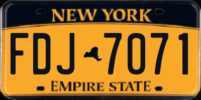 NY license plate FDJ7071
