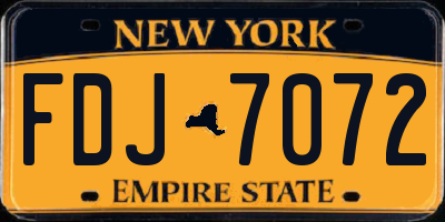 NY license plate FDJ7072