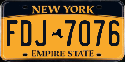 NY license plate FDJ7076