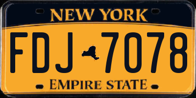 NY license plate FDJ7078
